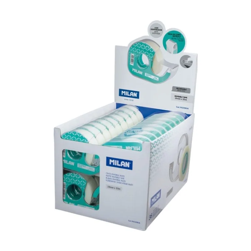 Expositor de 36 cintas adhesivas invisibles con dispensador