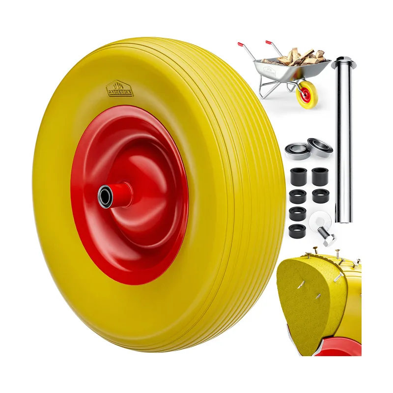 Rueda para carretilla de goma Amarillo con eje incluido