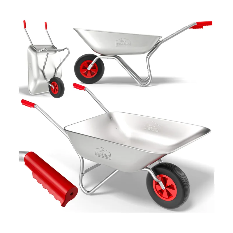 Carretilla acero galvanizado 80L carga máx 100kg jardinería