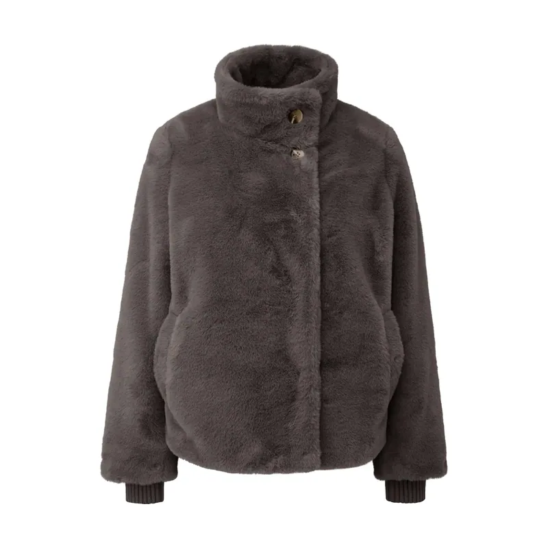 Chaqueta de peluche con puños mujer