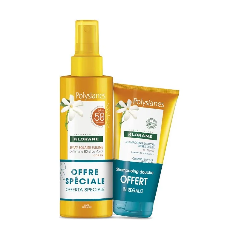 Polysianes KLORANE Spray Solar Sublime SPF50 200ml+Champú After Sun 75 ml REGALO