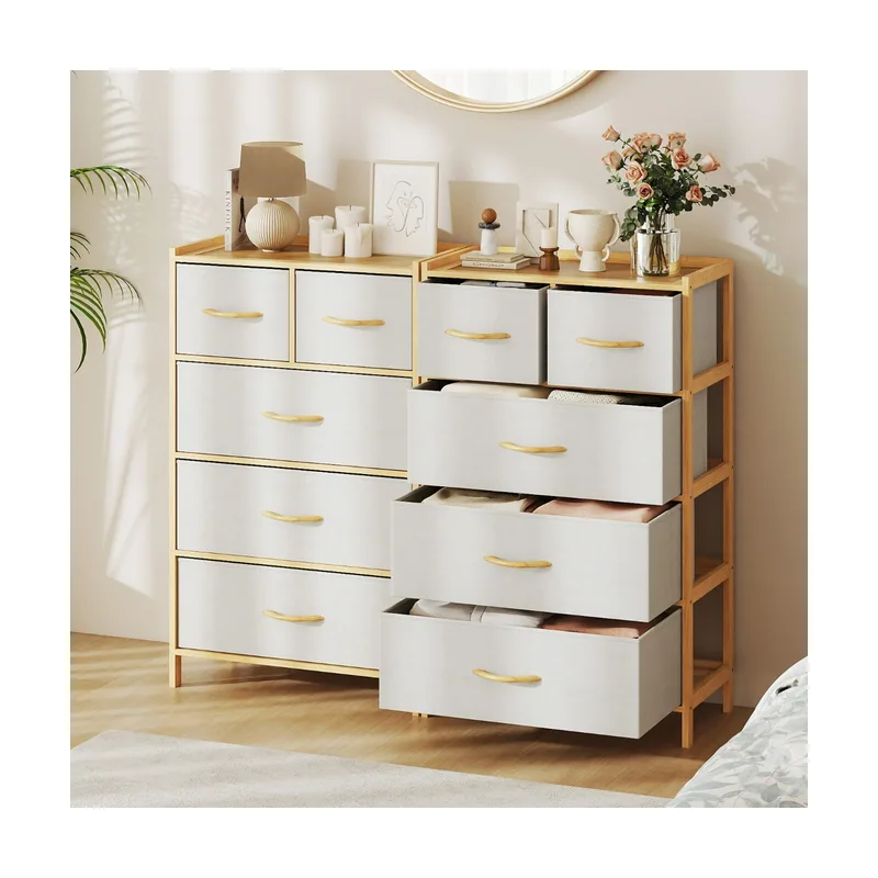 Cómoda de 5 Cajones para Dormitorio Torre de Almacenamiento de Bambú