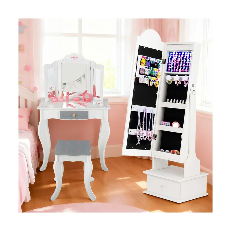 Armario para Joyas Infantil con Espejo de Cuerpo Completo Blanco