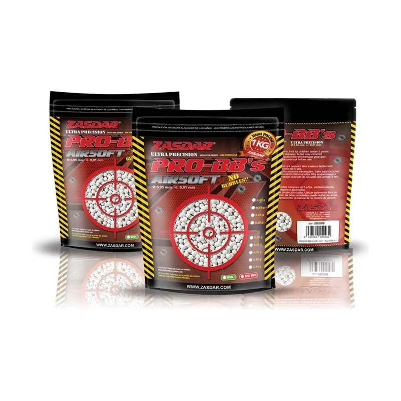 Bolsa Munición Airsoft Bolas BBS 6mm Plastico Pro-Bb's 0,32