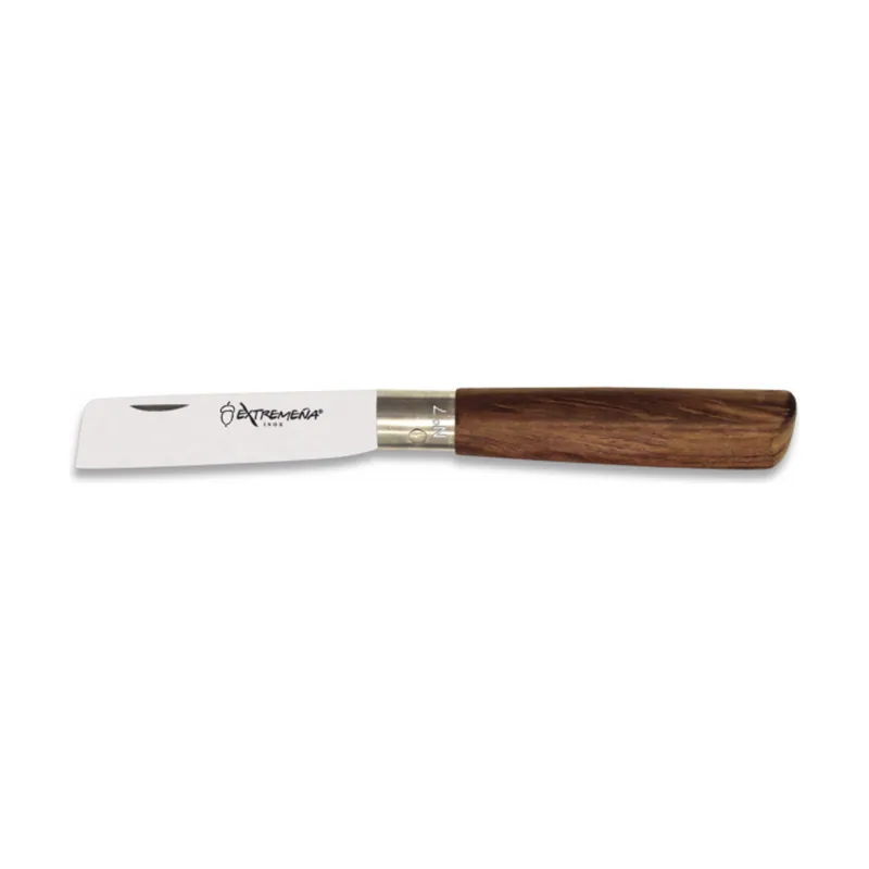 Navaja Taponera con mango de madera y hoja de acero inox de 8 cm en caja de presentación 01428
