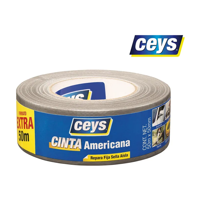 Cinta Americana Multiusos Súper Resistente Plata 50 m x 50 mm