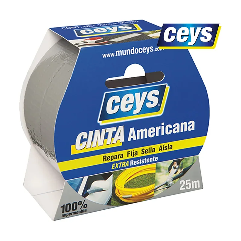 Cinta Americana Multiusos Súper Resistente Plata 25 m x 50 mm
