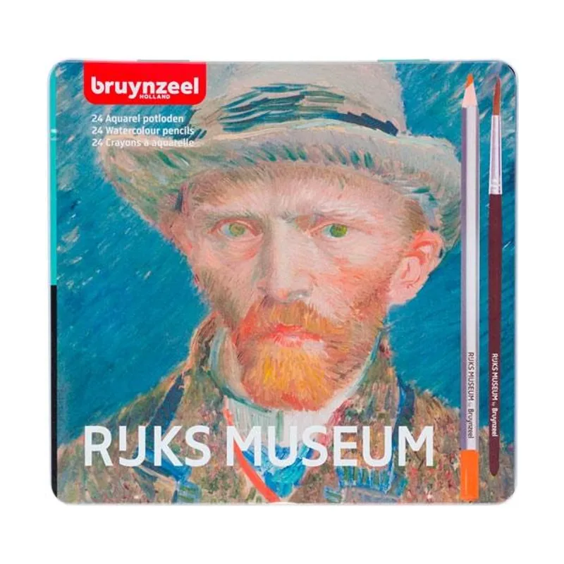 Bruynzeel & Rijksmuseum Set de 24 Lápices de Acuarela Profesionales + Pincel