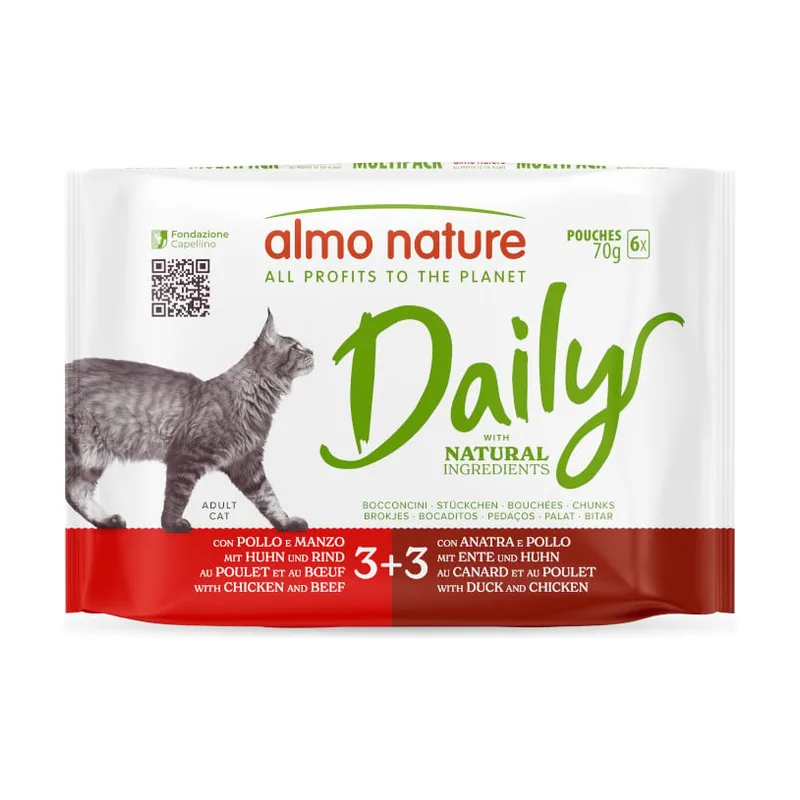 12 sobres x 70 g Daily Pollo con Ternera y Pollo con Pato sobre