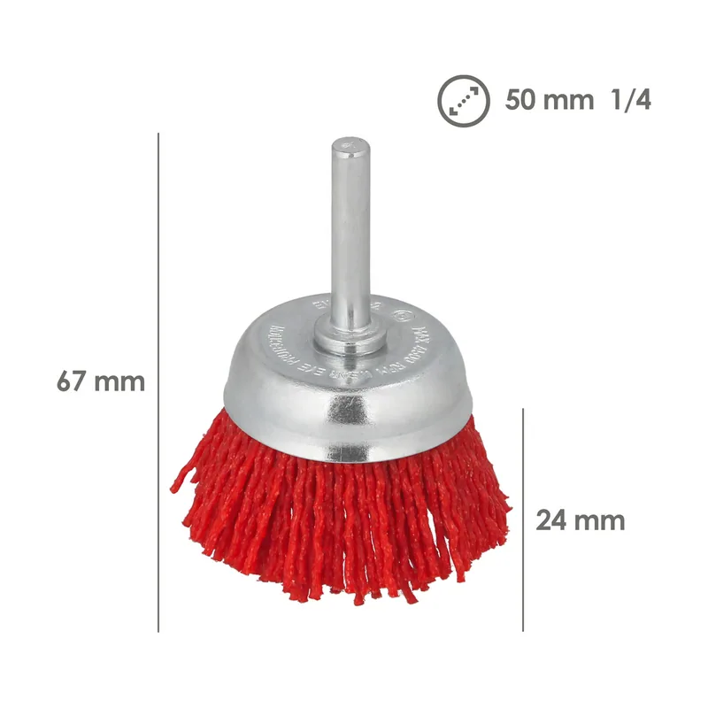 Cepillo nylon taza ø 50 mm. 1/4"