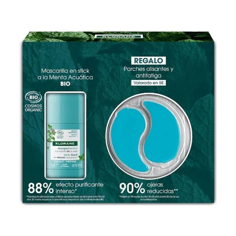 Klorane Mascarilla en Stick Purificante a la Menta Acuática BIO 50 ml + Klorane Parches Alisantes y Antifatiga de REGALO