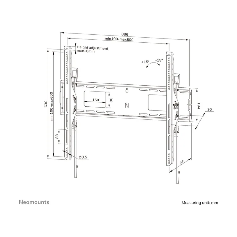 Neomounts Soporte de Pared para TV Resistente (LEVEL-750 XL