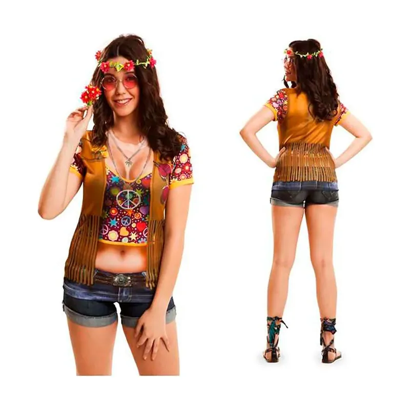 Disfraz de hippie con camiseta para mujer