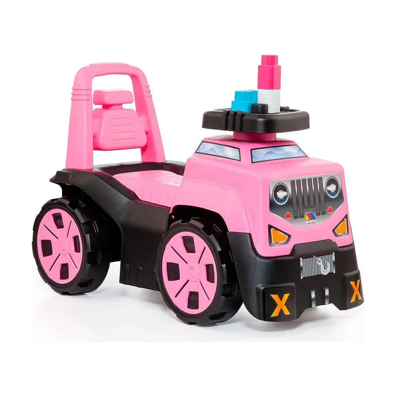 Correpasillos SUV 3 en 1 rosa con juego de bloques