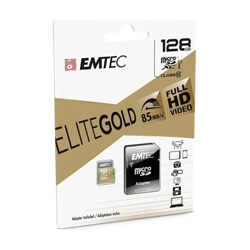 Memoria sd micro 128gb elite gold 85mb/s sd + adapter class 10 uhs1 u1 ecmsdm128gxc10gp