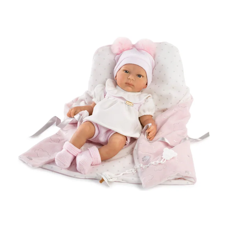 Bebé Reborn de Silicona Sira con Traje Rosa de Lana y Braguita Blanca