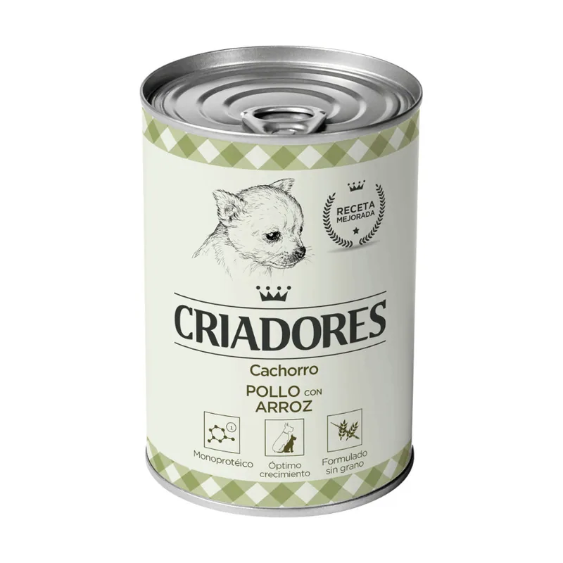 24 latas x 400 g Pollo y Arroz lata para cachorros