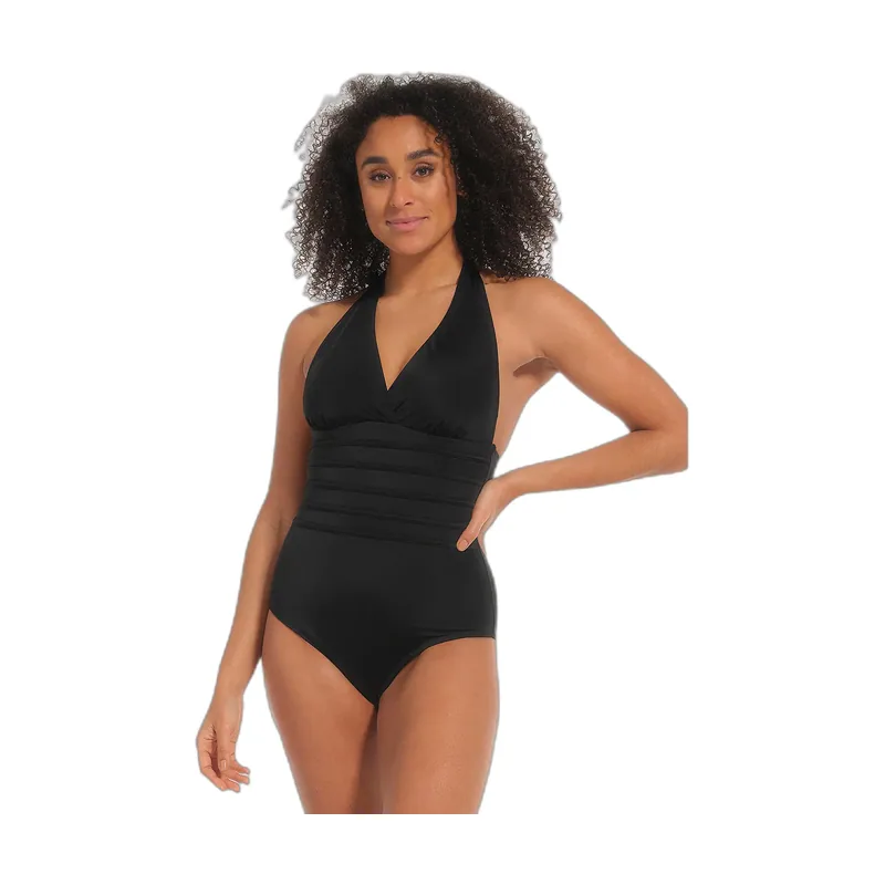 Maillot de baño de una pieza moldeador con cuello halter mujer