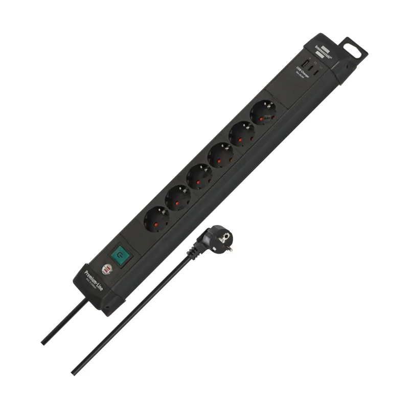 Regleta Premium-Line de 6 tomas con 2x USB-C PD