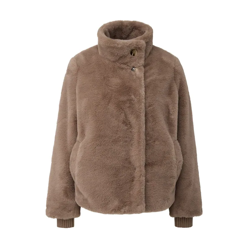 Chaqueta de peluche con puños mujer 2182370.8434