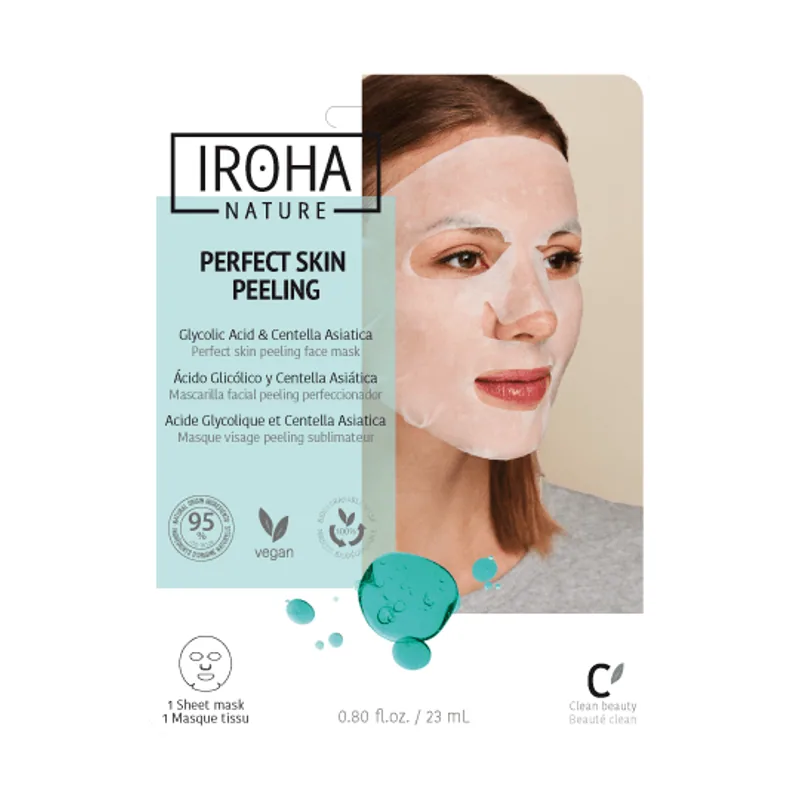 Iroha Nature Mascarilla Facial Tisú Peeling Piel Perfecta con Ácido Glicólico 1ud