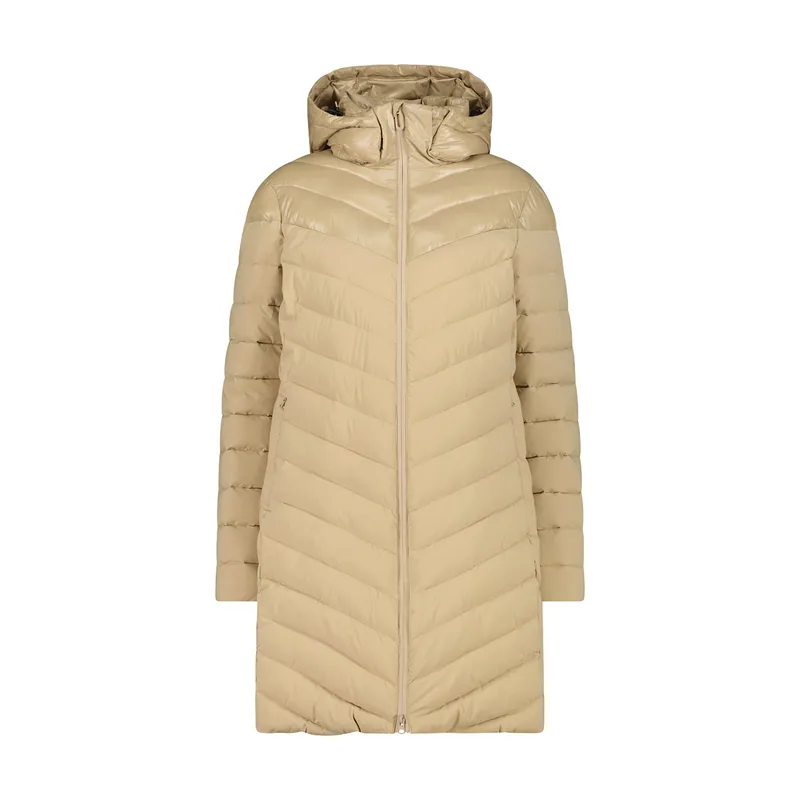 Plumífero largo con capucha de mujer 35K3566