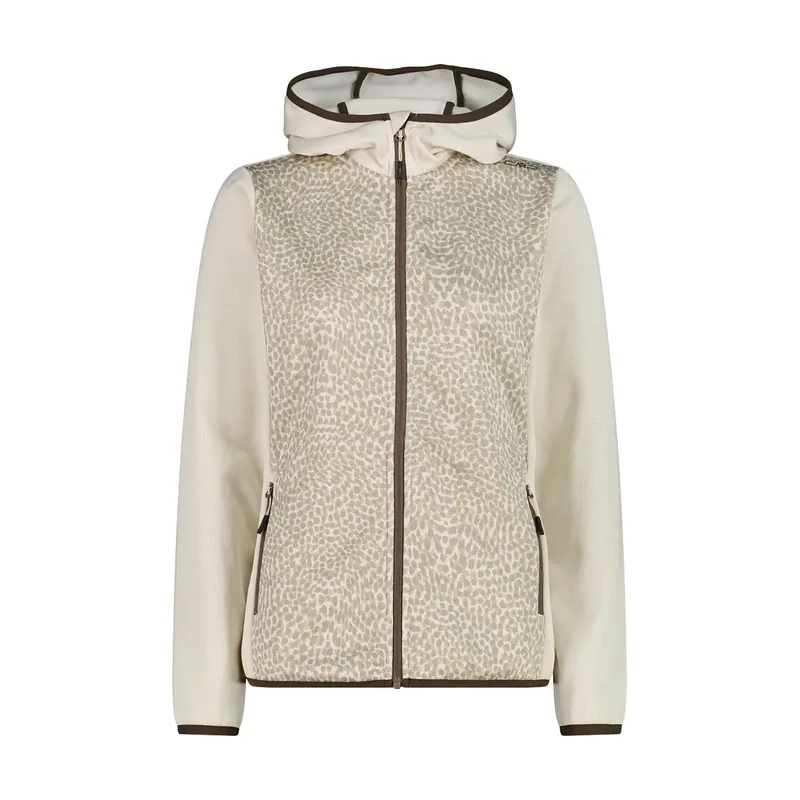 Sudadera con capucha estampada leopardo jaspeada mujer Knit Tech
