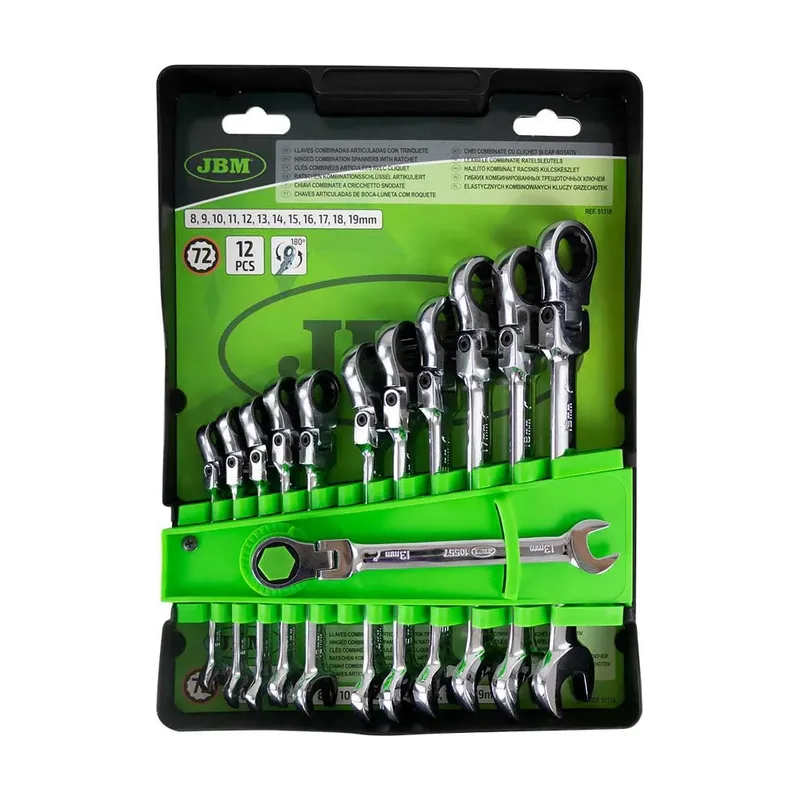 Llave De Carraca Combinada Articulada 8-19 mm 12 Piezas