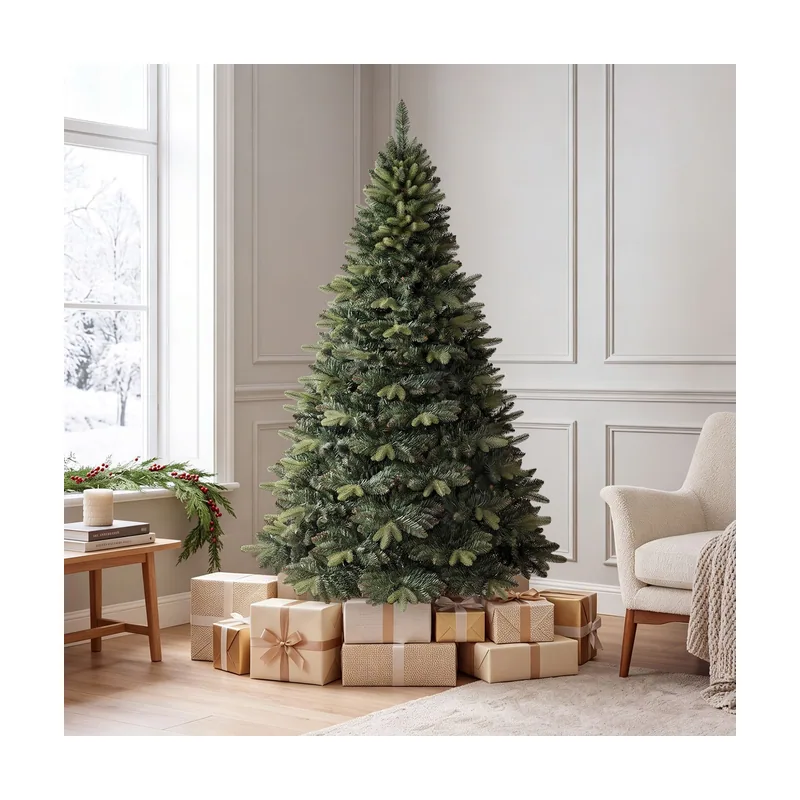 Árbol de Navidad Alto 180 cm Tres Secciones Ramas Multicapa Base en Forma