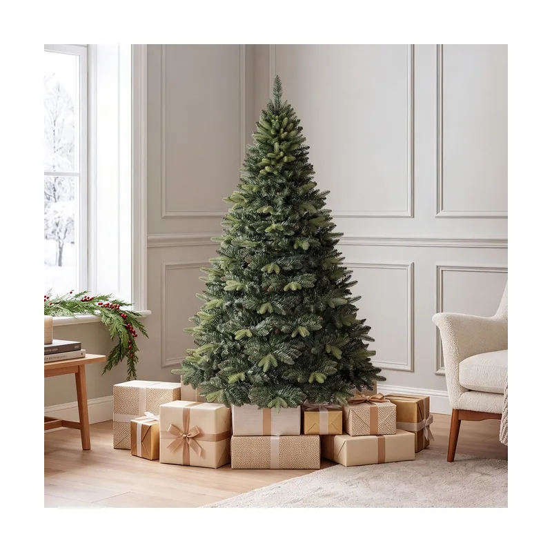Árbol de Navidad Alto 150 cm Tres Secciones Ramas Multicapa Base en Forma