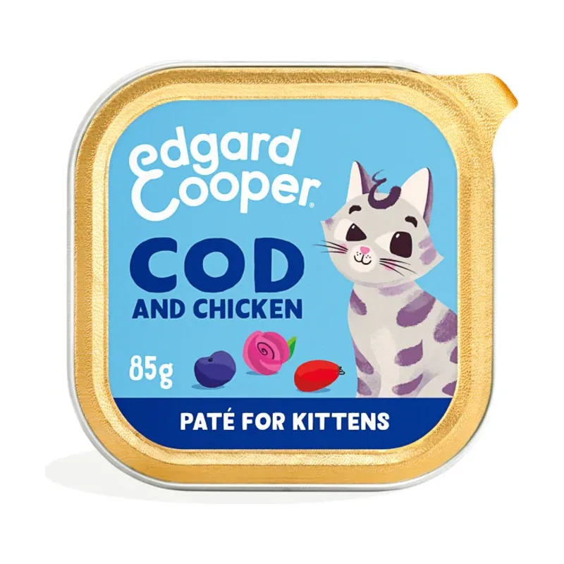 48 tarrinas x 85 g Kitten Bacalao y Pollo en Paté tarrina para gatos