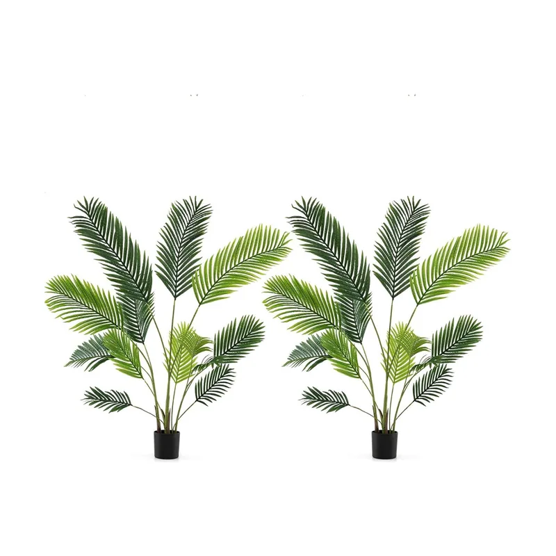 Set de 2 Plantas Artificiales 90/140 cm Árbol Tropical Falso en Maceta
