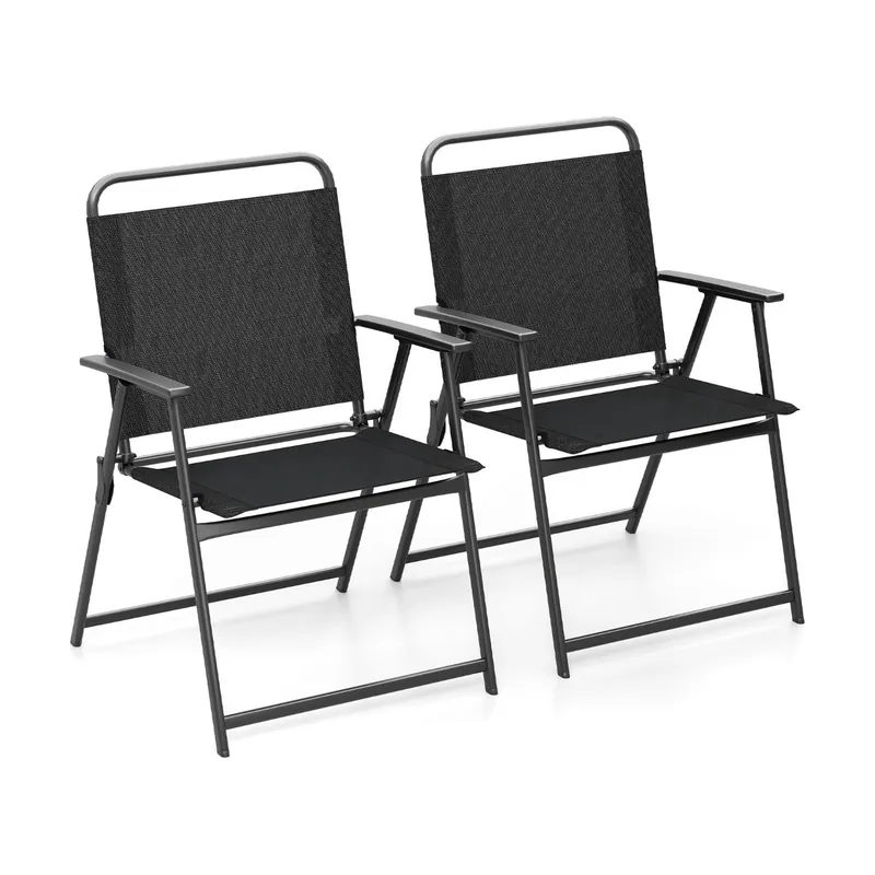 Juego de 2 Sillas Plegables con Estructura Metálica Respaldo
