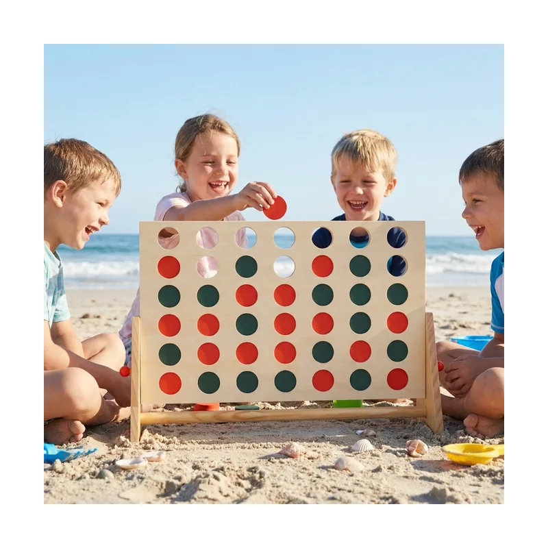 Juego 4 en Línea con 42 Fichas y Marco de Madera de Pino