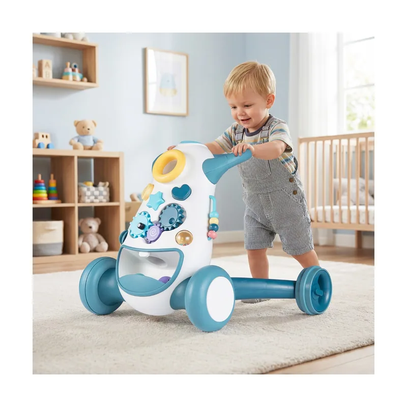 Andador Montessori Bebé con Música Luces Clasificador Formas Engranajes Azul