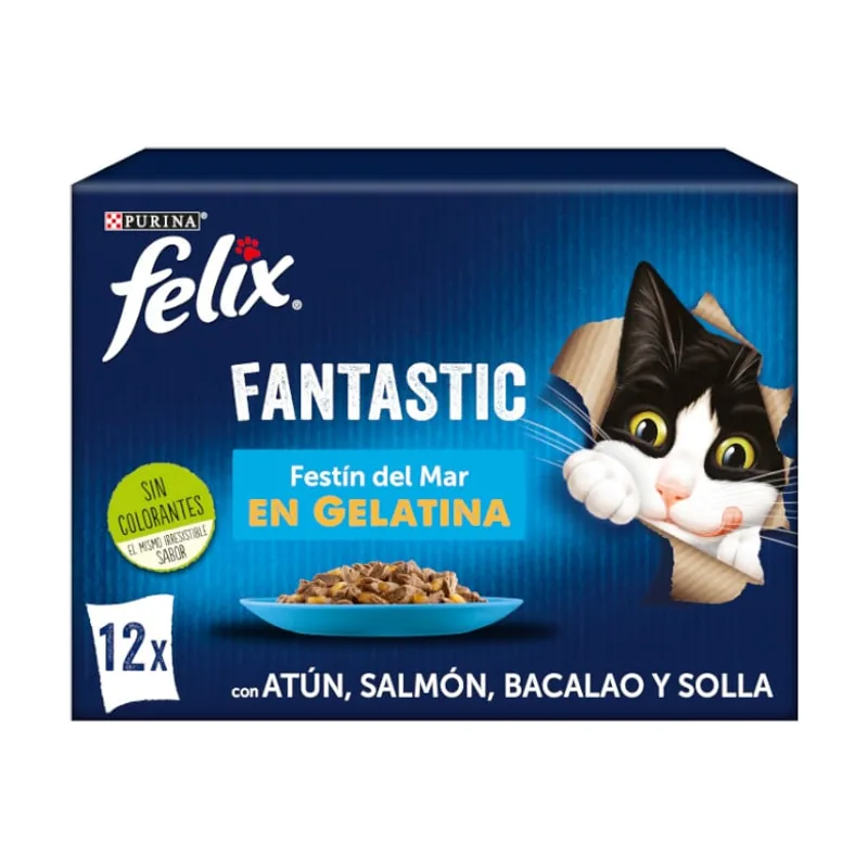 96 sobres x 85 g Fantastic Festín del Mar sobres en gelatina para gatos