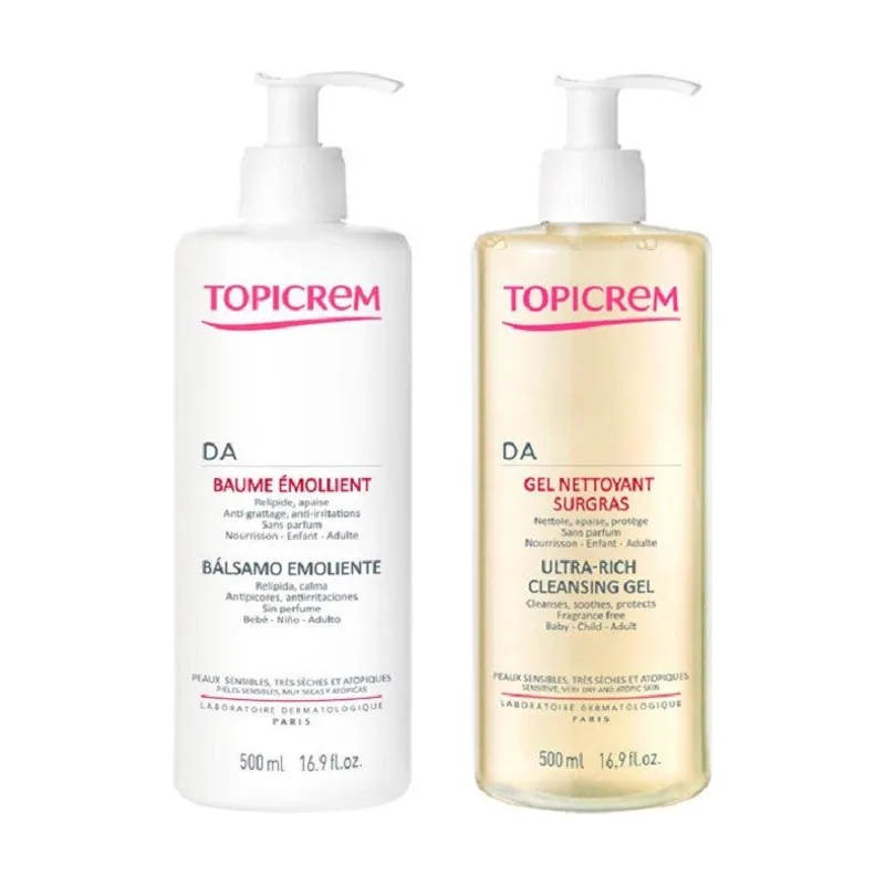 Topicrem DA Pack Bálsamo Emoliente 500ml + Gel Limpiador 500ml