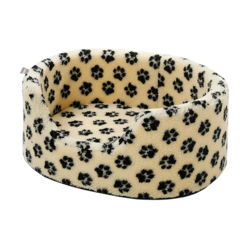 Leeby Sofá Bed Paw Print Beige para perros