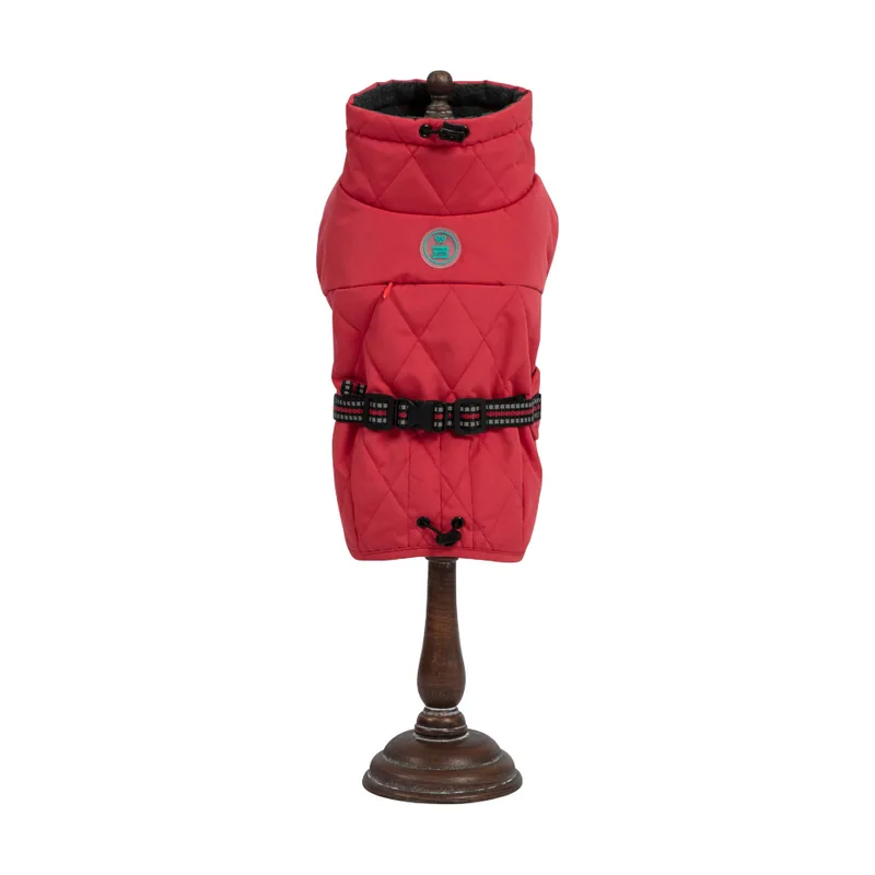 Freedog Oymyakon Rojo Abrigo Impermeable con Arnés para perros