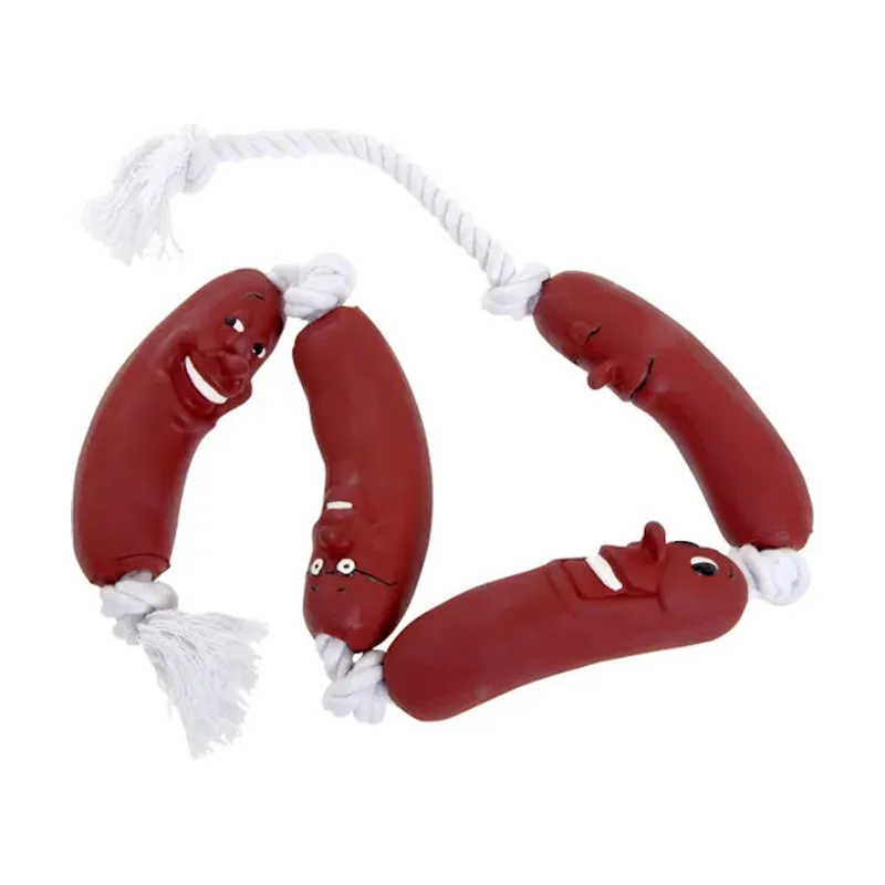Flamingo Salchichas con cuerda juguete para perros