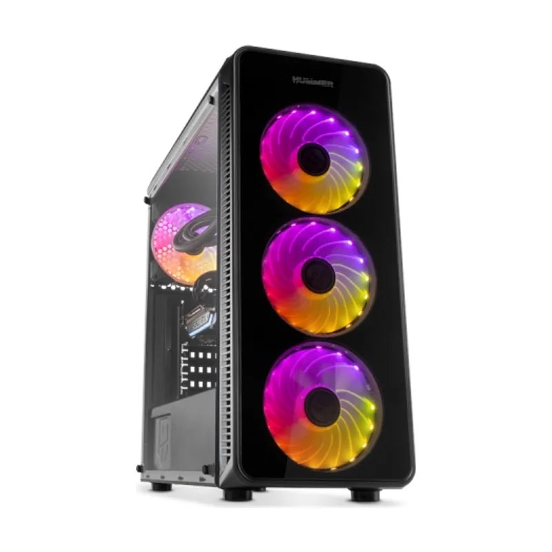 Nox Caja Semitorre Hummer TGM Rainbow Negra Cristal Templado S/F USB 3.0 RGB