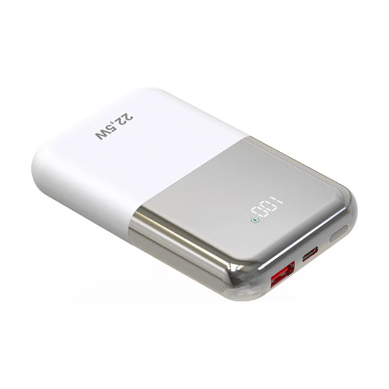 Leotec POWERBANK 10000mAh 22,5W PD20W Carga rapida Blanco/Plata (1 salida USB-C + 1 salidas USB-A