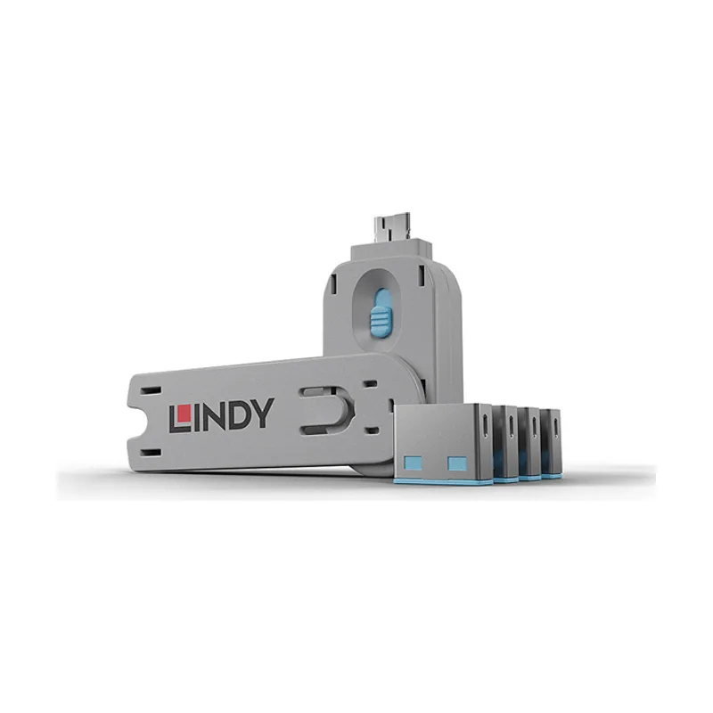 Lindy USB Port Locks 4X BLUE+KEY
