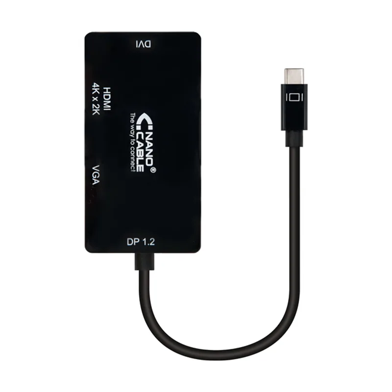 Nanocable Conversor Nano Cable USB-C A VGA/DVI/HDMI 3 EN 1 USB-C/M-VGA/H DVI/H-HDMI/M