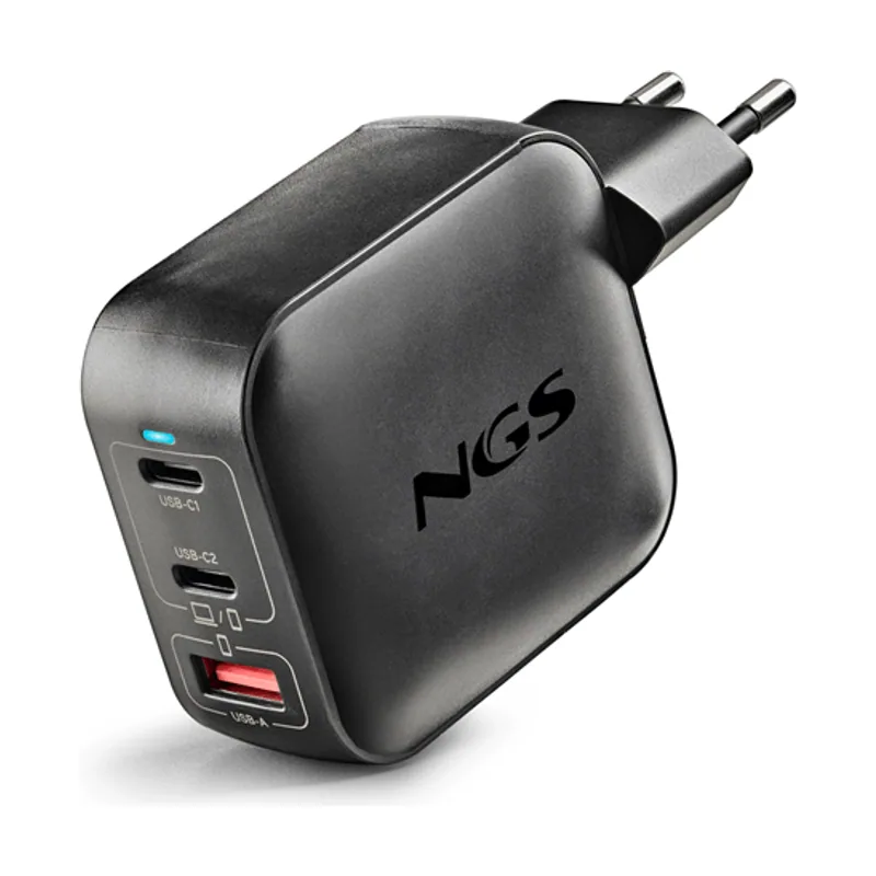 NGS Cargador USB GAN BUD 100W Tiny 100W 2xUSB-C 1xUSB-A PD PPS DISE??O Ultrracompacto