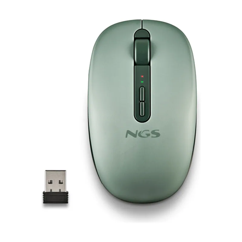 NGS Mouse Wireless FOG Green Bluetooth 5.2 2.4GHZ Multidispositivo 1600DPI Silencioso
