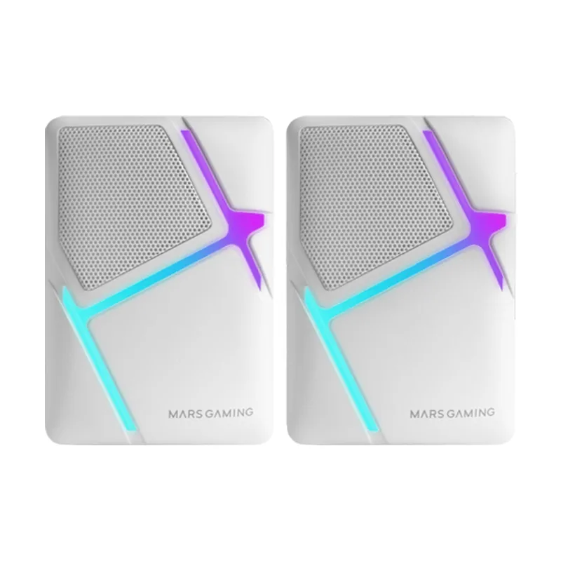 Mars Gaming Altavoces 2.0 Mshw Blanco 10W Iluminacion RGB Control DE Volumen Jack 3.5mm