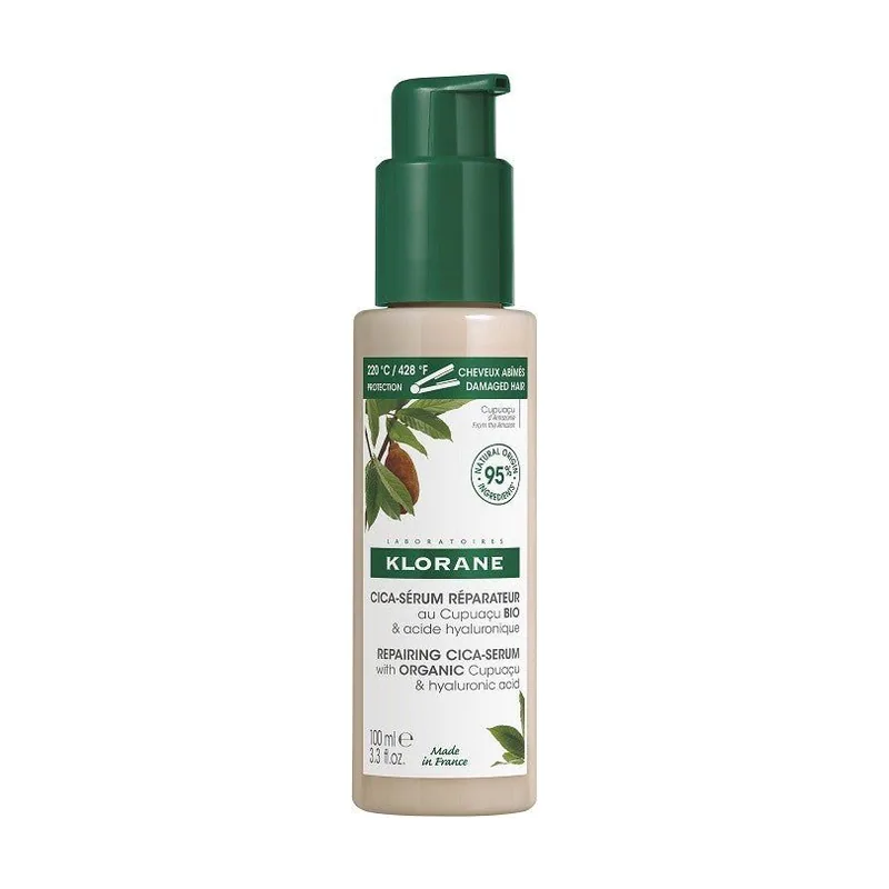 Klorane Cica-Sérum Reparador Cabello Seco y Dañado con Cupuaçu Orgánico y Ácido Hialurónico 100ml