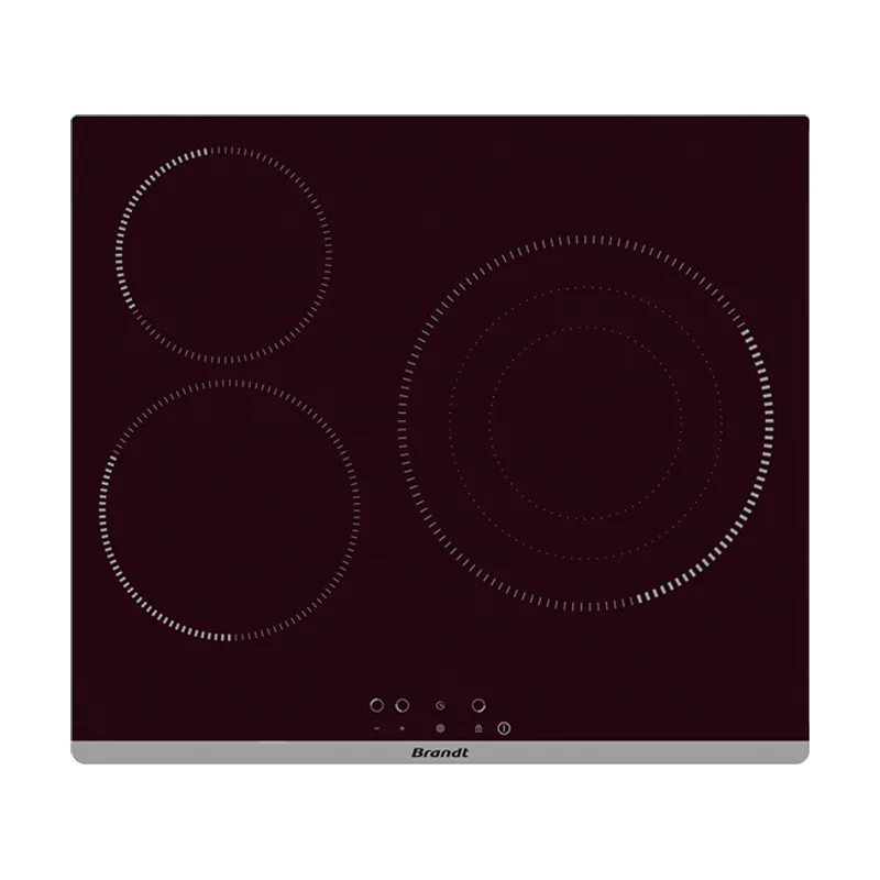 Brandt Vitroceramica Independiente Radiantes BPV6322B 3 Zonas Coccion Ancho 58 CM