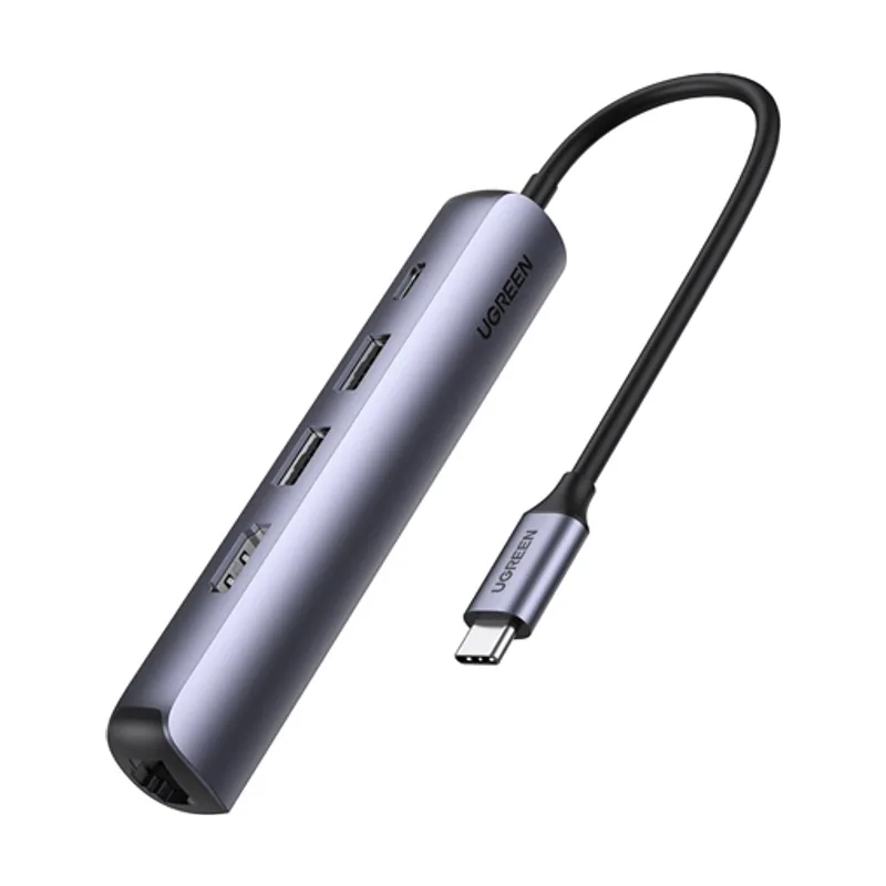 Usbc TO 2USB 3.0 A HDMI RJ45 PD Converter 5 EN 1
